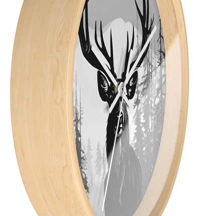 BIG BUCK HUNTER Wall Clock - Snowy Mountain Deer Hunting Decor