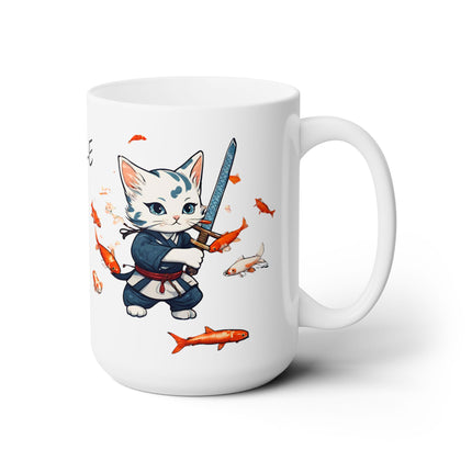 PERSONALIZED Samurai Warrior Cat Japanese Koi Coffee Mug
