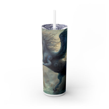 MAJESTIC MYTHS Skinny Tumbler - Electrified Blue Shock Pegasus Fantasy Traveler