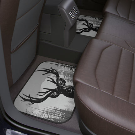 Big Buck Deer Hunter Car Floor Mat | Winter Woods Snow Hunting Scene Auto Carpeting | Car Lovers Gift