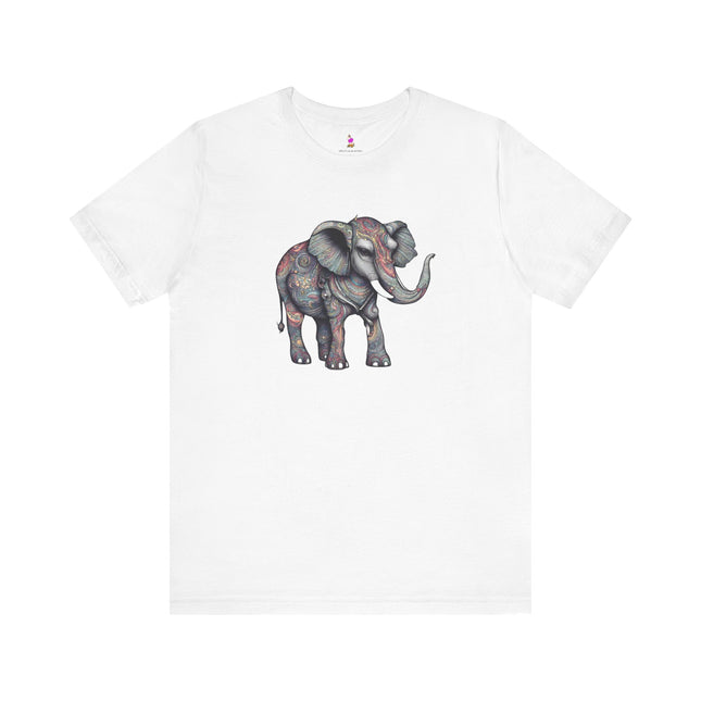 MAJESTIC FLOWER PATTERN ELEPHANT T-Shirt - Elegant Floral Wildlife Art Tee
