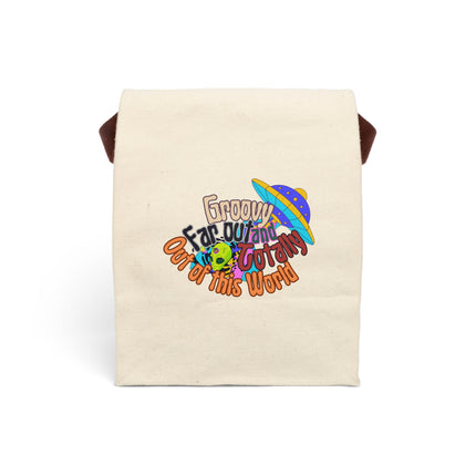 Psychedelic UFO Alien Spaceship Canvas Lunch Bag | Outer Space 70's Vibe Groovy Snack Carrier | Office or School Meal Time Trendy Bag