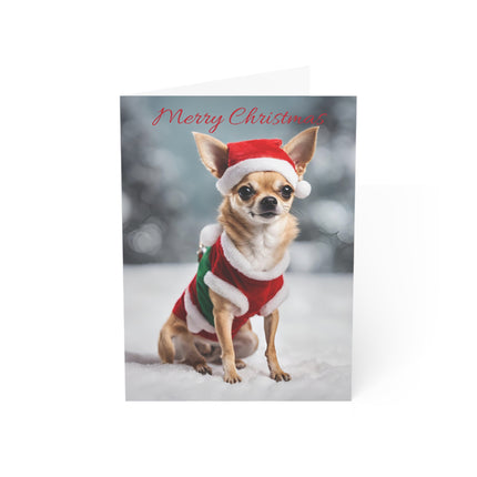 Merry Christmas Card, Holiday Greeting Card, Dog Lovers Card, Chihuahua