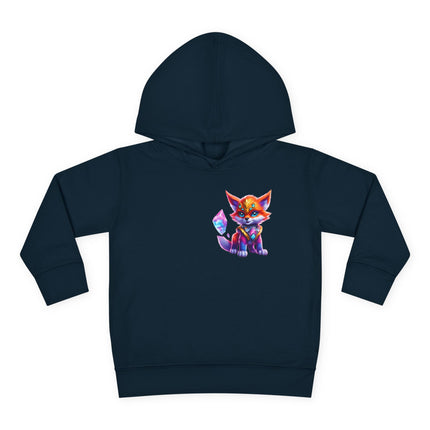 Rainbow Crystal Fox Toddler Girls Hoodie, Orange Blue Cosmic Guardian Sweatshirt, Two Sided 2T 4T 5-6T Long Sleeve Hood