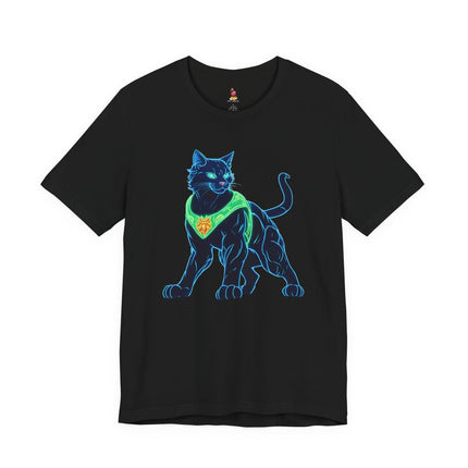 MYSTICAL NEON BLACK CAT T-Shirt, Magical Glowing Panther Tee