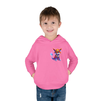 Rainbow Crystal Fox Toddler Girls Hoodie, Orange Blue Cosmic Guardian Sweatshirt, Two Sided 2T 4T 5-6T Long Sleeve Hood