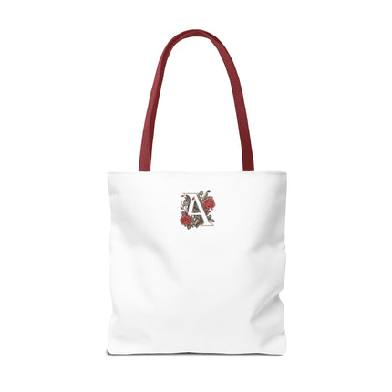 Custom Letter Personalized Tote | Rose Flowered Grocery Travel Bag | Floral Print Roses Office Laptop & Books or Exercise Overnight Carrier