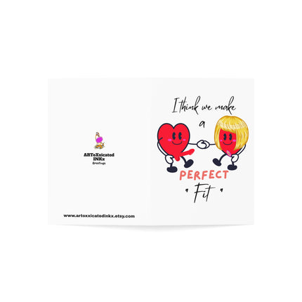 Funny Valentines Day Card For Him, Valentine Greeting Gift for Her, Perfect Fit Hearts Holding Hands Adult Humor Couples Greetings