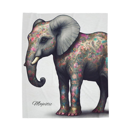 Elephant Blanket | Flower Pattern Animal Lover Warm Fleece Throw | Majestic Jungle Safari Kingdom Bed or Couch Cover Snuggle Sheet