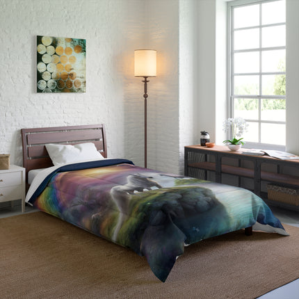 Girls Christmas Gift, Mystical Moonlight Horse Rainbow Girls Bedroom Twin Comforter, Fantasy Dreams Toddler Childrens Bed Blanket