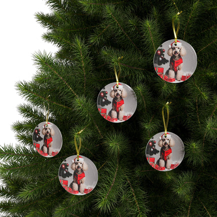 POODLE Glass Christmas Ornament