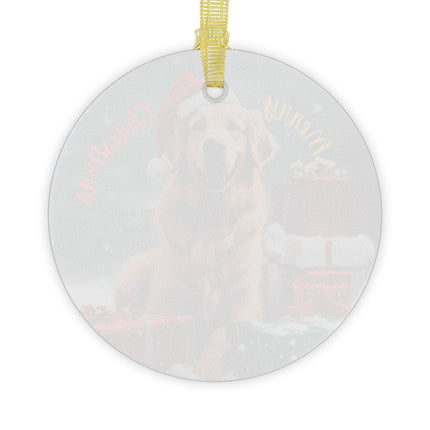 PERSONALIZED GOLDEN RETRIEVER Glass Christmas Ornament