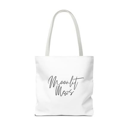 Cat Tote Bag | Moon Light Cats | Emerald Green Eyes Grocery Bag | Moonlit Mews Print Shopping Bag | Two Sided Office Carrier