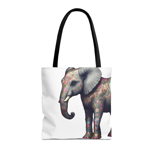 Elephant Gift Tote | Majestic Flower Pattern Grocery Bag | Animal Lovers Office Travel Carrier | Jungle Kingdom Endangered Cotton Traveler