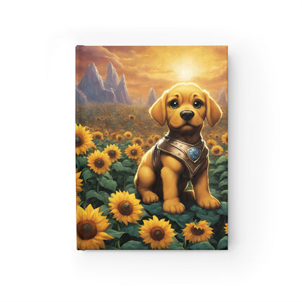 Personalized Sunflower Field Dog Diary, Custom Daily Companion Gift Journal, Hardcover Daily Life Log Book