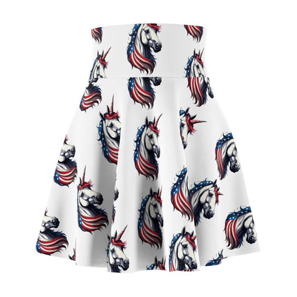 Patriotic Unicorn Skater Skirt | United States America Freedom Election Voter Summer Fall Wear | Patriot Loving American Veteran Womens Gift