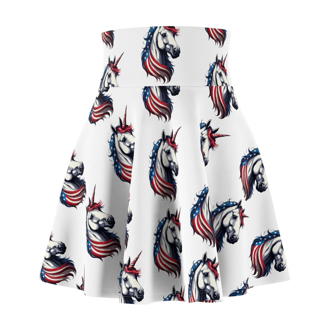 Patriotic Unicorn Skater Skirt | United States America Freedom Election Voter Summer Fall Wear | Patriot Loving American Veteran Womens Gift