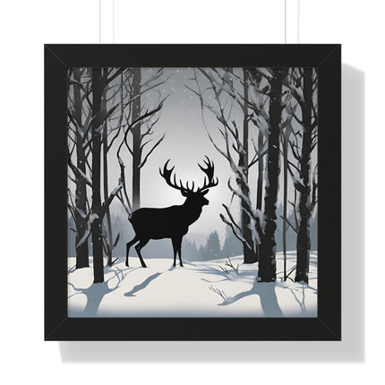 BIG BUCK WINTER SHADOW - Deer Hunter Framed Wall Art