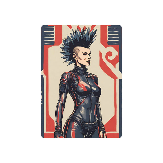 Neo Punk Girl Playing Cards, Leather Clad Woman Custom Poker Deck, Futuristic Rummy, Mohawk Babe Blackjack