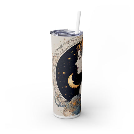 MOON GODDESS Skinny Tumbler - Celestial Astrology Beauty Night Sky Cup