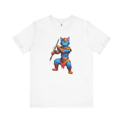 BLUE WARRIOR HULK CAT T-Shirt - Funny Superhero Feline Art Tee