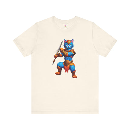 BLUE WARRIOR HULK CAT T-Shirt - Funny Superhero Feline Art Tee