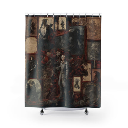 PORTRAITS OF INEVITABLE LEGACY Video Game Inspired Abstract Collage Shower Curtain