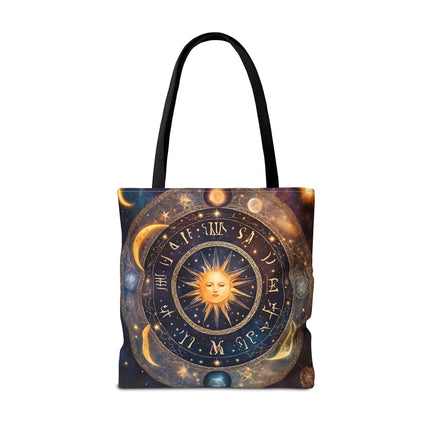 Moon Phases Tote Bag | Lunar Cycle Astronomy Wiccan Grocery Bag | Solstice Home Office Laptop Carrier | Solar System Travel Overnight Gift