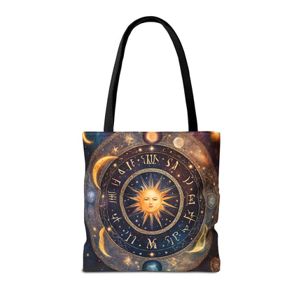 Moon Phases Tote Bag | Lunar Cycle Astronomy Wiccan Grocery Bag | Solstice Home Office Laptop Carrier | Solar System Travel Overnight Gift