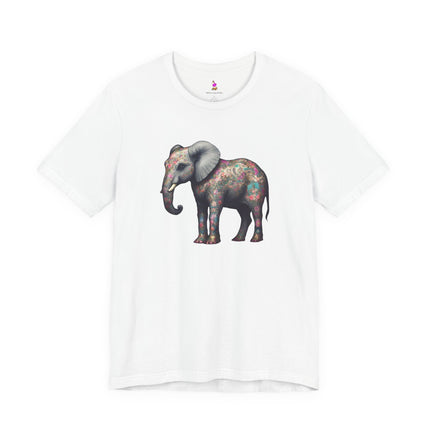 MAJESTIC FLOWER PATTERN ELEPHANT T-Shirt - Beautiful Floral Animal Art Tee