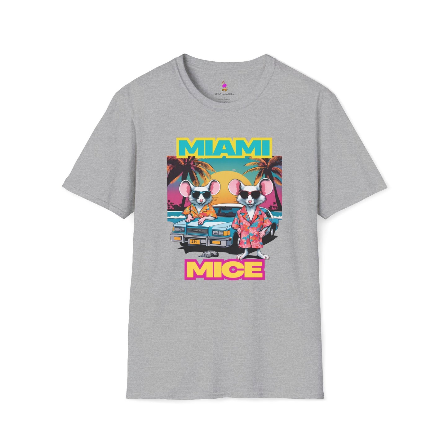 Miami Vice 80s TV Spoof T-Shirt, Funny Miami Mice Parody Shirt, Television Humor Tee, Unisex Softstyle Top, Retro Series Graphic Tee