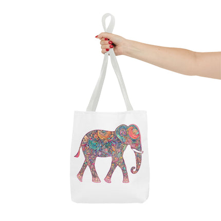 Elephant Gift Tote | Majestic Color Pattern Custom Grocery Bag | Animal Lovers Office Travel Carrier | Wild Safari Business Traveler