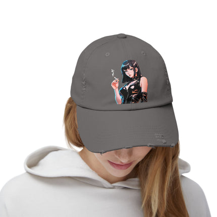 Cigarette Smoking Anime Girl Cap, Black Tight Leather Outfit Sexy Cute Hat, Japan Cartoon Secret Agent Style Spring, Summer, Fishing Wear