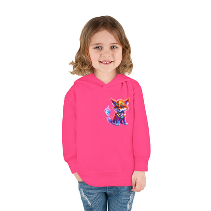 Rainbow Crystal Fox Toddler Girls Hoodie, Orange Blue Cosmic Guardian Sweatshirt, Two Sided 2T 4T 5-6T Long Sleeve Hood