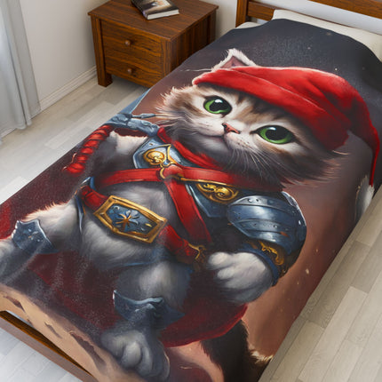Christmas Blankets Kids Adults Blankets Velveteen Plush Blanket Cat Lovers Christmas Gift Santa Warrior Kitten Holiday Gift Cat Holiday Gift