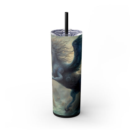 MAJESTIC MYTHS Skinny Tumbler - Electrified Blue Shock Pegasus Fantasy Traveler