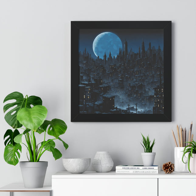 Wall Decor | City Street Panels Framed Poster | Skyline Buildings and Street Levels | Bedroom, Work or Home Office Wall Art Picture