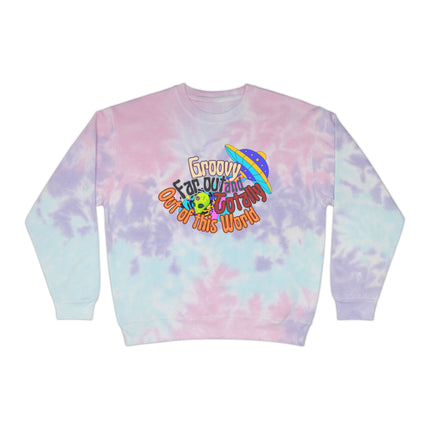 70s Retro Alien Spaceship UFO Sweatshirt | Groovy Far Out of This World Tye Dye Long Sleeve | Trippy Psychedelic Gift | Hippie Sweater Shirt