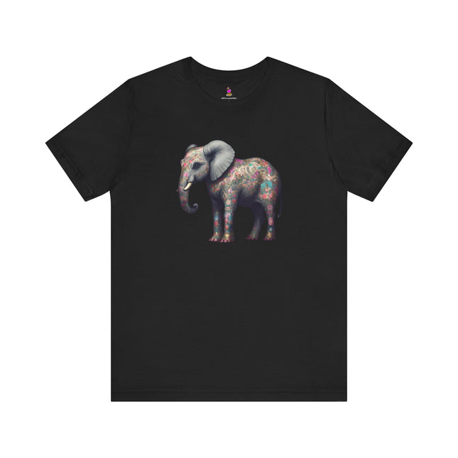 MAJESTIC FLOWER PATTERN ELEPHANT T-Shirt - Beautiful Floral Animal Art Tee