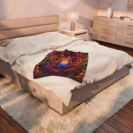 PSYCHEDELIC FOREST OWL Trippy Mushroom Blanket