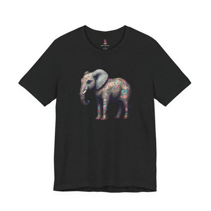 MAJESTIC FLOWER PATTERN ELEPHANT T-Shirt - Beautiful Floral Animal Art Tee