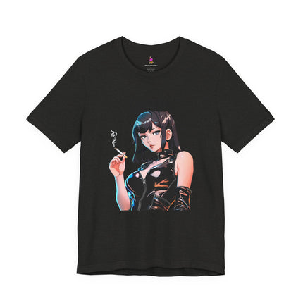 SMOKIN' T-Shirt - Anime Girl Leather Cigarette Edgy Art Tee