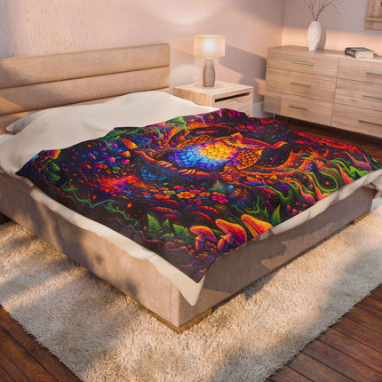 PSYCHEDELIC FOREST OWL Trippy Mushroom Blanket
