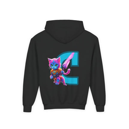CUSTOM Letter C PERSONALIZED Centaur Warrior Cat Girls Hoodie Sweatshirt (ADD NAME TO FRONT)