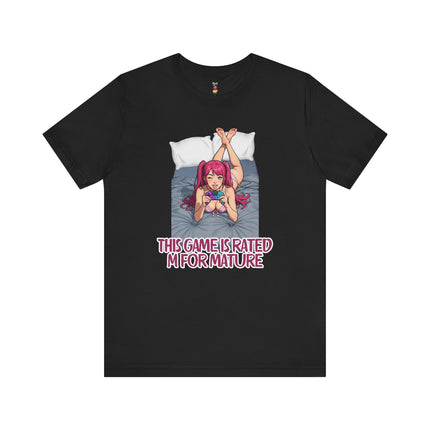 THIS GAME IS RATED M FOR MATURE T-Shirt Provocative Seductive Sexy Cartoon Tee