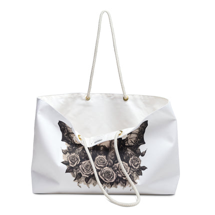 Gothic Western Rose Butterfly Saloon Girl Travel Bag, Tattooed Mystical Winged Bar Keep Fantasy Weekend Bag, Flowered Beauty Tote