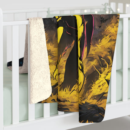 Warrior Cat Blanket, Neon Battle Cat, Plush Sherpa, Fierce Feline Fleece, Armored Kitty Bed Cover, Fantasy Couch Cover