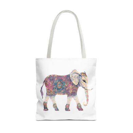 Elephant Lovers Tote | Majestic Color Pattern Custom Grocery Bag | Animal Gift Office Travel Carrier | Wild Woodland Business Traveler