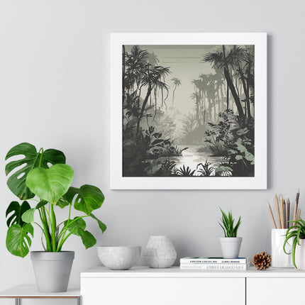 Wall Decor, Jungle Scene, Framed Wall Hanging, Black Shadow Print, Nature Scene Picture, Living Room Poster, Office Scenery