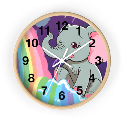 RAINBOW FALLS ELEPHANT Wall Clock - Kids Room Nursery Animal Decor